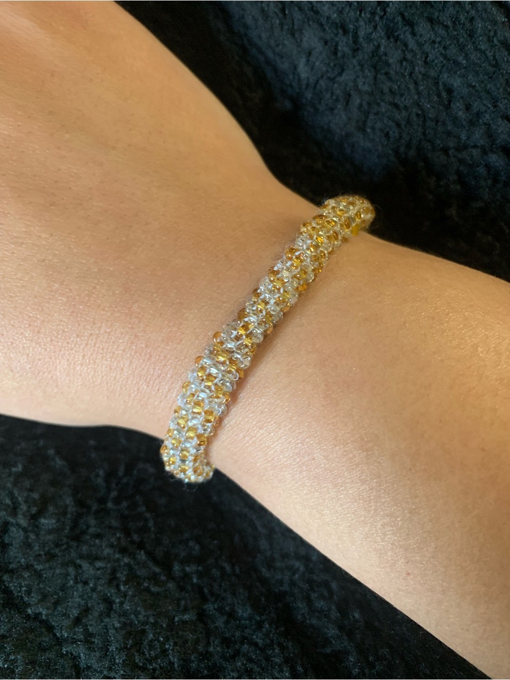 Gold Crystal Stretch Bracelet for Women - Sparkling Beaded Band